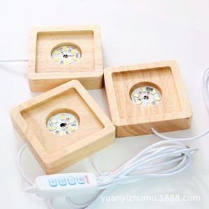 Led Nachtverlichting 3d Tafel Led Lamp Basis Touch Vierkante Houten Basis En Verlichting Beugel Kabel Schakelaar Kleurverandering Voor - Product Image 5