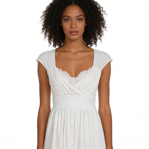 Camiseta Sexy Y2K con Encaje, Cuello en V, Manga Corta, Cintura Ajustable con Cordón, Corte Regular, Estampado, Verano, Transpirable, Algodón y Elastano - Product Image 1