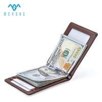 Dompet kulit asli Full Grain, dompet klip uang ramping dengan tempat kartu ID Pop-Up, pemblokiran RFID & fitur Anti Maling desain uniseks