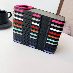 เคส iPhone 17 Pro Max รุ่นใหม่แบบมีร่อง, 16 / 15 สีดำด้านโปร่งแสง, 14 ลายหยดน้ำ, 13 ขอบสีแบบครอสบอร์เดอร์ - Product Image 6