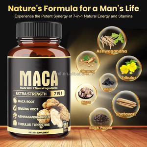 Maca Ashwagandha Ginseng Tribulus Shilajit Shatavari Poivre Noir 150 Capsules MACA <span class=keywords><strong>Extra</strong></span> Fort 7 en 1 Complément Alimentaire - Product Image 3
