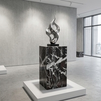 Sculpture de luxe moderne en marbre noir et blanc, socle de présentation écologique, vase décoratif, support d'art en pierre massif pour la maison et l'hôtel