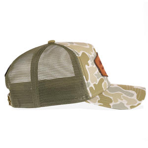 Fabricante de gorras de camuflaje con transferencia de calor personalizada, gorra de camionero de 5 paneles, sombrero de malla de ala curva, parche bordado OEM ODM para exteriores - Product Image 5