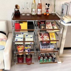 Étagère mobile de style mid-century, organisateur de collations multi-niveaux pour le salon, support de rangement rétro pour la cuisine - Product Image 3
