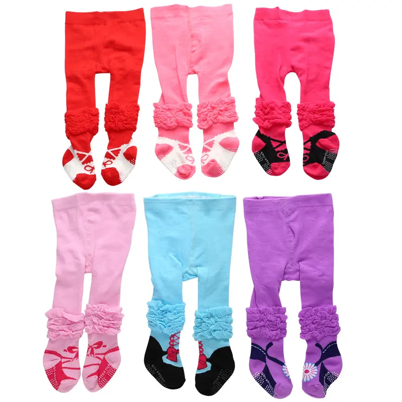 0-12 Monate Süße Kinder Rüschen Spitze Leggings Kinder Baumwolle Strumpfhosen Baby rutsch feste Leggings Strumpfhosen für Babys