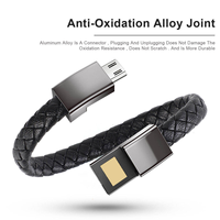 Bracelet en Cuir PU à Charge Rapide, Câble Chargeur USB Portable pour Android Type-C iOS
