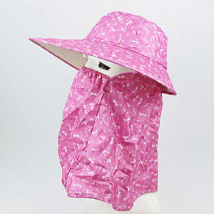 Chapeau seau imprimé libellule rose avec protection du cou pour la protection solaire en extérieur, vêtements décontractés pour femmes adultes - Product Image 2