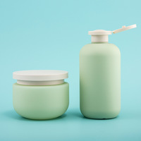 Frasco de botella de champú de plástico para loción corporal, envase cosmético suave ecológico biodegradable verde HDPE 200ml 300ml 400ml 500ml