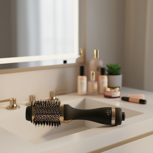 Herramienta de peinado Db Hot 2 en 1, secador de pelo eléctrico y cepillo portátil, voluminizador de aire caliente de un solo paso, dorado, 100 W - Product Image 2