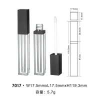 En stock – Nouveaux tubes vides transparents carrés pour brillant à lèvres avec grande brosse, contenants de 7g
