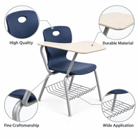 Chaise d'école pliable DJA moderne, durable, en plastique rigide, avec tablette d'écriture, design ergonomique, écologique, garantie 15 ans
