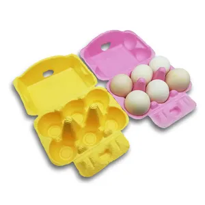 अनुकूलित रंग पर्यावरण के अनुकूल Biodegradable अंडा बॉक्स उच्च गुणवत्ता 6 छेद अंडा पैकेजिंग बक्से रंग लुगदी ट्रे अंडे कागज बक्से