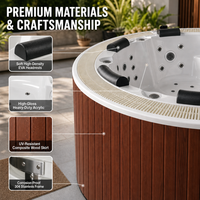 Bain à remous extérieur rond moderne et élégant pour 6 personnes avec jets de massage et hydrothérapie, populaire en Europe pour les villas et les hôtels