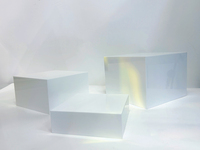 Présentoir rectangulaire transparent personnalisé en acrylique blanc pour table de restauration en forme de cube pour la présentation des aliments