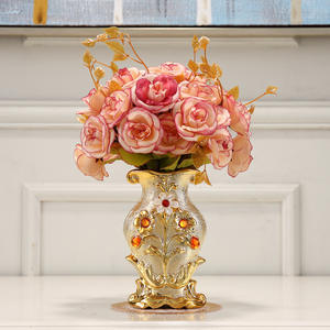 Vase en céramique dorée de Style nordique salon Arrangement de fleurs décoration Vase de bureau Rose fleur artificielle - Product Image 6