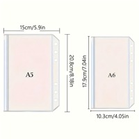 Carpeta con Anillas A5 A6 A7, 2 Bolsillos, Bolsas Transparentes de PVC con Cierre Hermético, Sobres para Efectivo con Apertura Lateral