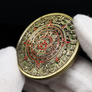 Monedas Conmemorativas Personalizadas de Aleación de Zinc, Moneda Conmemorativa <span class=keywords><strong>Maya</strong></span> Mexicana, Monedas y Medallas Conmemorativas de Dragón Azteca Lacado - Product Image 5