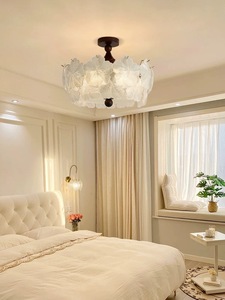 Lámpara de <span class=keywords><strong>Techo</strong></span> Retro Francesa de Alta Gama, Lámpara de <span class=keywords><strong>Segunda</strong></span> <span class=keywords><strong>Mano</strong></span>, Nueva Lámpara de Cristal para Estudio o Dormitorio Principal, Madera Sólida - Product Image 4