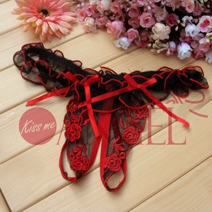 KISS ME ANGEL direct all'ingrosso le donne si sentono aperte sul cavallo trasparente grazioso perizoma in mesh ricamato - Product Image 5