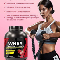 Bubuk Whey Protein Rasa Stroberi untuk Pembentukan Otot, Pemulihan Pasca Latihan, Suplemen Isolat Protein Tinggi, Kemasan Besar