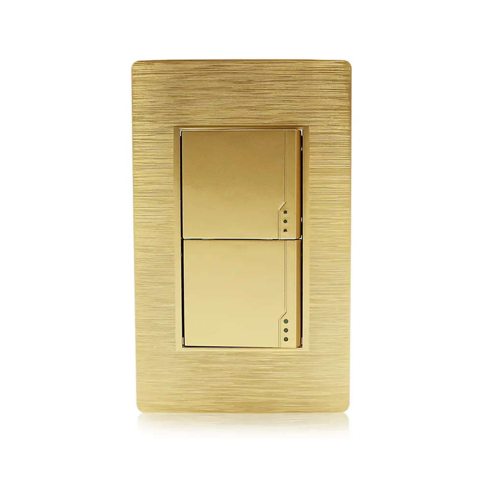 Factory Wholesale Luxury Design 118 Type 2 Gang 1 Way 110V-250V Gold Plate In-wall Electric Light Switch for Home