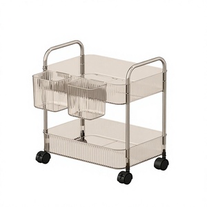 LE Cosmetics Storage Rack Bathroom Storage Rack Living Room Snack Storage Rack Multi-layer Mobile Acrylic Trolley - Product Image 1