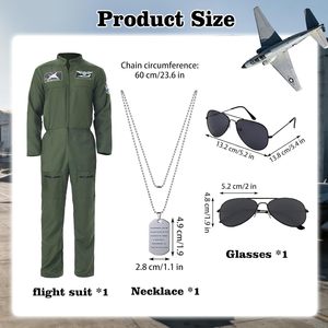 Disfraz de Piloto de Combate JoyFuncos para Hombre, Mono de Aviador, Traje de Vuelo, Disfraz de Halloween, Disfraz de los Años 40, Disfraz de Carnaval, Cosplay - Product Image 3