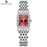 Montre à quartz rectangulaire de luxe pour femme, modèle 1737, avec bracelet en acier inoxydable et logo personnalisable