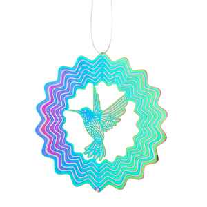 3d Kleurrijke Roterende Wind Spinner Kolibrie Roestvrij Staal Klokkenspel Tuin Opknoping Decor Hanger Vogel Afschrikmiddel - Product Image 5
