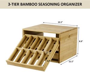 <b>Kitchen</b> Organizer 3 Tier Bamboo Spice Drawer Organizer - Product Image 5