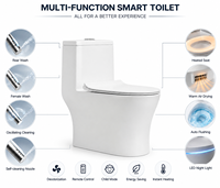 Toilette intelligente avec réservoir d'eau intégré, chasse d'eau automatique par capteur, en céramique monobloc pour hôtel