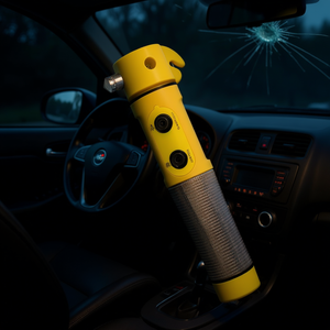 Marteau de sécurité multifonctionnel jaune en plastique DB avec lampe de poche, kit d'outils d'urgence pour voiture - Product Image 2