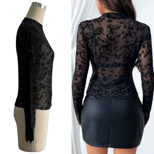Haut transparent tendance pour <span class=keywords><strong>femme</strong></span> avec fleurs floquées et tissu léger pour une tenue estivale respirante - Product Image 3