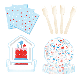 DAMAI - Juego de Vajilla de Papel con Forma de Casa para Fiestas Temáticas de Verano, Platos y Vasos para Pastel y Helado, para Fiestas Infantiles - Product Image 3
