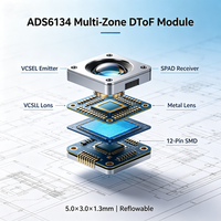 Sensor de Medición de Distancia DToF ADS6134 4x4, Módulo Mini SMD, VCSEL de 940nm, I2C, Bajo Consumo, Cámara AF, Robot Aspirador, Detección de Gestos, 4.8m