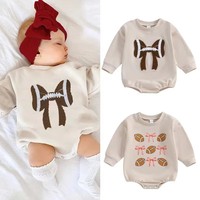 Sweat-shirt à bulles unisexe rétro jeu de rugby pour tout-petits vêtements pour bébés barboteuse sport Coquette de football pour bébés filles