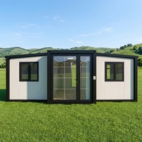 Maison conteneur pliable extensible à double aile de 20 pieds, maisonnette modulaire, cuisine, salle de bain, villa, glamping, bureau, supermarché