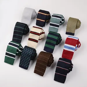 Hamocigia סין בעבודת יד 100% פוליאסטר פס מוצק צבע מותאם אישית Mens לסרוג צוואר עניבות