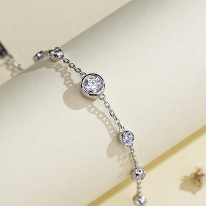 Pulsera MSR-679 Minimalista de Plata 925 con Baño de Oro de 18K y Diamante Cultivado en Laboratorio con Corte Brillante Redondo para Uso Diario - Product Image 2