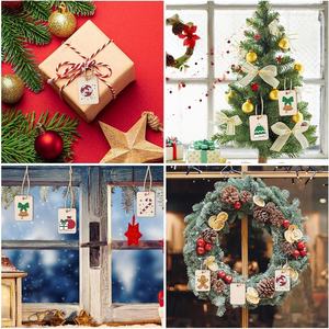 Vente en gros d'étiquettes suspendues rectangulaires vierges, bricolage, corde de chanvre, tranches de bois de peuplier carrées décoratives, ornements suspendus en bois, artisanat - Product Image 2