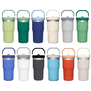 Bouteille isotherme de voyage à double paroi avec couvercle à poignée et paille rétractable, 20OZ 30OZ, pour café et eau – Vente en gros - Product Image 1