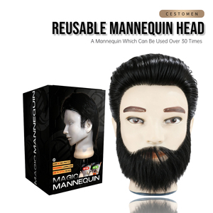 CestoMen Outils de pratique de coupe de cheveux Tête de mannequin d'entraînement d'étudiant de barbier en caoutchouc durable avec barbe - Product Image 6