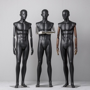 Maniquí Masculino de Cuerpo Completo en Negro Mate <span class=keywords><strong>con</strong></span> <span class=keywords><strong>Brazos</strong></span> <span class=keywords><strong>Articulados</strong></span> para Exhibición en Escaparates de Tiendas de Ropa Masculina y Transmisiones en Vivo - Product Image 2