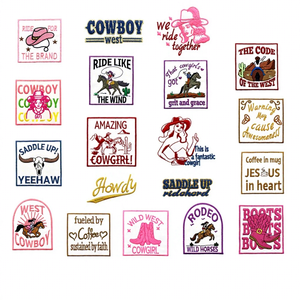 מערב הבוקרת רקום הרגשתי ידידותי לסביבה ברזל-על cowgril כמו טלאים הרוח טלאי לבוש כובע - Product Image 1