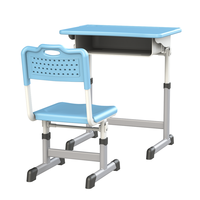 Ensemble de bureau et chaise d'étude réglables en métal à 1 tiroir, professionnel, moderne, confortable, durable, pour l'école, la salle de classe et le bureau à domicile