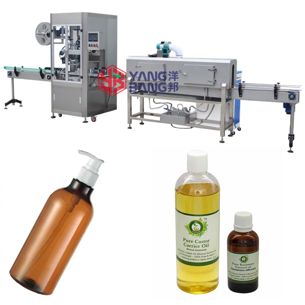Automatic 200ml 500ml plastic bottle shampoo shrink sleeve labeling machine for caster oil cream lotion bottling line