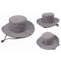 Topi Bucket Nelayan Tepi Lebar Luar Ruangan Topi Hutan Bersirkulasi Udara Topi Boonie Pria dengan Tali