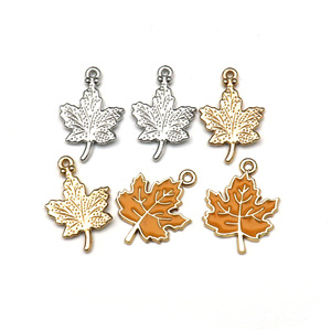 Breloques en alliage pour bijoux, formes variées (cactus, feuille, cœur, feuille d'érable) pour la fabrication de boucles d'oreilles, accessoires DIY, finition émaillée en alliage de zinc - Product Image 2