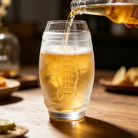Mug en verre cristal transparent de qualité supérieure avec motif en relief cousu, soufflé à la bouche, fait main, grande capacité, pour bière