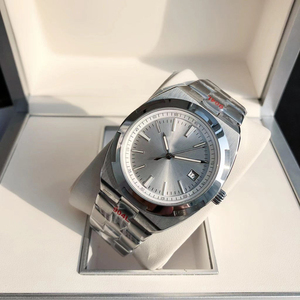 Luxury 904L Stainless Steel Integrated Bracelet <b>Watch</b> Silver Brushed Dial with Date Display - Product Image 5